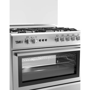 Teva F9L50GF ST ،تيفا بوتجاز غاز قائم بذاته، 90 سم، 5 شعلة + فرن، ستانلس ستيل