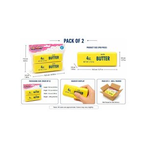 SQUISHY Butter Bar Stress Relief Toy, 4 oz Design, Pack of 2  Slow-Rising Sensory Squishy Fidget Toy Soft Squeeze Stress & Anxiety Relief for Kids & Adults