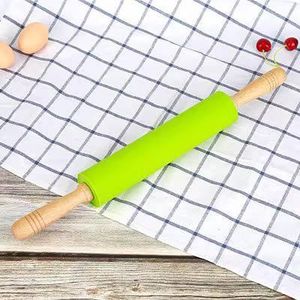 Silicone Rolling Pin with Wooden Handles