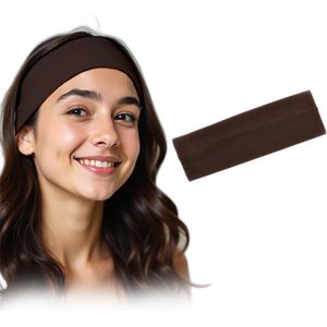شريط راس سادة قابل للتمدد، اربطة شعر مرنة للنساء، عصابات راس غير قابلة للانزلاق، قماش قطني ناعم مثالي للاستخدام اليومي (بني)
