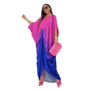 فستان حريمي كاجوال ماكسي مدرج طويل صيفي