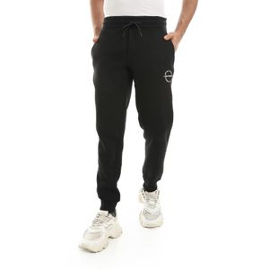 Blue Max بنطلون رياضي أسود بطبعة بحزام خصر مرن وسحاب