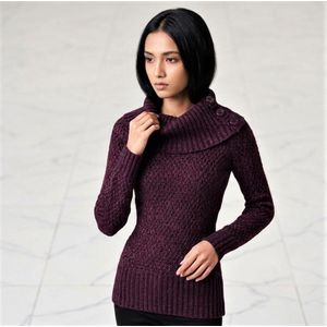 بلوفر  برقبة عريضة وأزرار جانبية - شياكة وتدفيئة مثالية