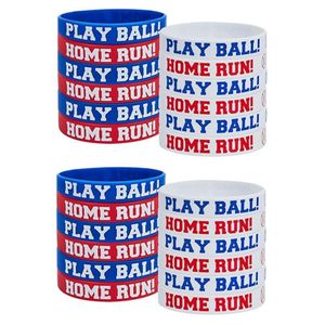 20pcs Baseball Beads Red White Adjustable Inspirational Baseball Sport  Gifts Bracelet For Teen Team