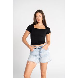 OUTDATED Cotton Square Neck Short Sleeve - Black