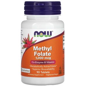 Now Food Methyl Folate 1,000 mcg 90 Tablets A supplement to support focus and memory