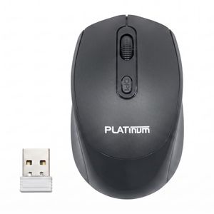 Platinum ماوس لاسلكي من بلاتينيوم PL-110 - وضع مزدوج - قابل لإعادة الشحن - نقرة صامتة - 1200 نقطة في البوصة - إضاءة RGB - تصميم أنيق - أسود