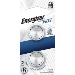 Energizer بطارية إنرجايزر CR2025 ليثيوم ألتيميت، عبوة 2 قطعة (مقاومة للأطفال)