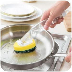 اسفنجة مواعين بيد وخزان للصابون عدد 2