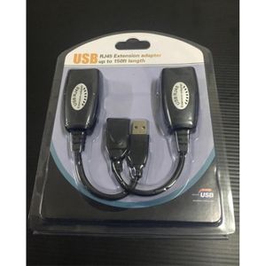 USB 2.0 Extender, USB/RJ45 Extension Adapter Up to 150ft - Inculdes 2-USB 2.0 Extender Female to Male connected by 2-RJ45 plug (Black).