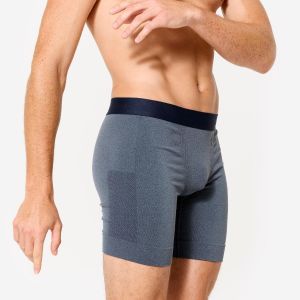 Decathlon Men's Long Seamless Boxers - Mottled Blue