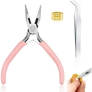 مجموعة كماشة مجوهرات، كماشة ذات فكين دائريين، كماشة مجوهرات، قاطع أسلاك لصنع المجوهرات، كماشة صغيرة ذات فكين مدببين، مجموعة كماشة مجوهرات مع فتاحة حلقات زنبركية، ملقط لإصلاح المجوهرات