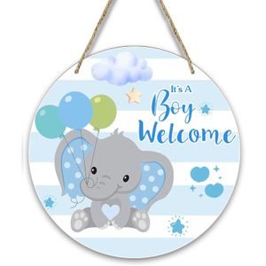 BuyCard It's A Boy Welcome Door Sign, Gender Reveal Wooden Sign for Front Door Decor, Rustic Wall Art for Farmhouse Porch or Entryway Hanging, Home Decor, Baby Shower Party Decor