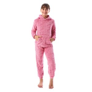 Andora Lattice Pattern Fur Hooded Girls' Pajama - Kashmir