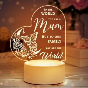 هدايا للأمهات من الابنة والابن مصباح ليلي اكريليك فيتبوسا فكرة عيد ميلاد للأم الأم لعيد الميلاد والكريسماس والحماة والأم الجديدة USB أصفر