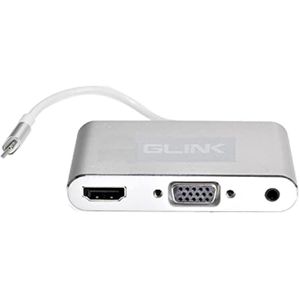 Glink Lightning Male to HDMI and VGA Female Adapter for iPhone GL010 Silver