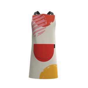 Art Mood HOME Apron, Cross-Back Design, Soft Cotton-Like Fabric, One Size Fits Most, Lightweight Breathable Unisex with Front Pocket, Ideal for Cooking, and Daily Use, White and Red - Arti Apron
