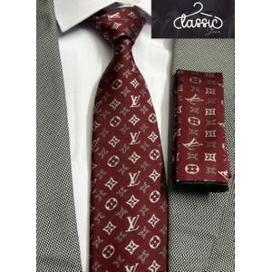 Classic ربطة عنق رجالى مستوردة تركى لوى فيتون معها منديل حجم 7سم وسط