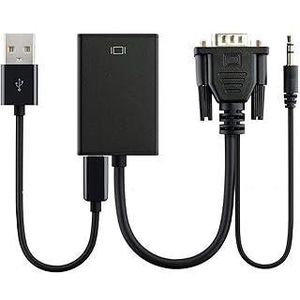 Black VGA Male To HDMI Output 1080P HD and Audio TV AV HDTV Video Cable Converter Adapter