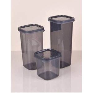 Stackable Food Storage Container Set - 3-Piece Airtight PP5 Plastic, Microwave & Refrigerator Safe