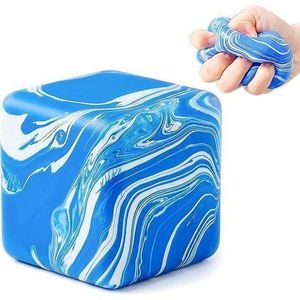 Nedoh Blue Cube Swirl Stress Ball Sugar Squishy Toy, Blue White Sugar Stress Relief Ball, Marble Sensory Fidget Toy for Adults Anxiety Relief, Nice Cube Style Sensory Desk Accessory