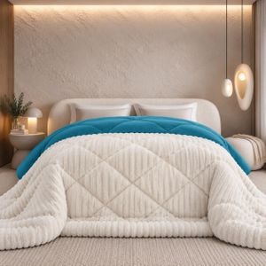 Snooze لحاف شتوي وجهين، تصميم مضلع، أوف وايت*تيل