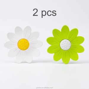 طقم ٢ طبق صابون بتصميم زهرة لتصريف المياه، حامل صابون عملي للحمام والمطبخ، طبق صابون بلاستيك بتصميم جذاب يساعد على بقاء الصابون جافًا ونظيفًا مع فتحات لتصريف المياه