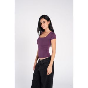 OUTDATED Cotton Square Neck Short Sleeve - Dark Purple