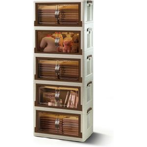 Prime Mini Elite Foldable Plastic Storage Cabinet - 5 Tier Organizer with Transparent Doors - Multi-Purpose Clothes, Toys - Home Storage - 150 * 56 * 32 cm