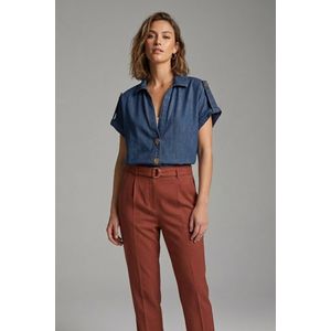 Clue Short-Sleeve Denim Shirt