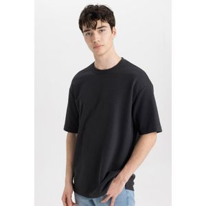 Defacto Man Crew Neck Comfort Fit Short Sleeve T-Shirt - Anthra