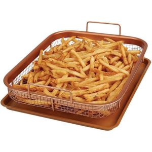 Air Fryer Tray, Oven Baking Pan, Nonstick Air Fryer Basket with Raised Mesh Insert and Handles for 360° Even Heat Circulation and Perfectly Crispy Oil-Free Cooking