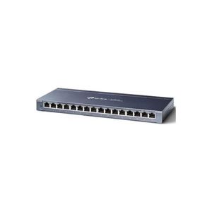 TP-Link 16 Port Gigabit Ethernet Network Switch, Desktop/ Wall-Mount, Fanless, Sturdy Metal w/ Shielded Ports, Traffic Optimization, Unmanaged, (TL-SG116) Black