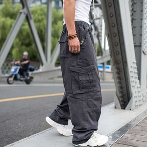 Fashion Men's Drawstring Ankle Cargo Pants Wide Leg Casual Pants