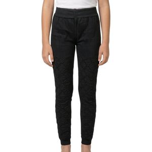Fg Girls' black stretch pants with a patterned design, available in multiple sizes. Features an elastic waistband and a distinctive patterned design. For girls, classic black color.