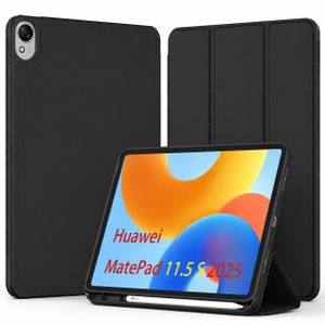 جراب حماية للتابلت متوافق مع Huawei Matepad 11.5S 2024/2025 من Polyurethane، TPU، PC فتحات دقيقة تصميم نحيف وخفيف - أسود