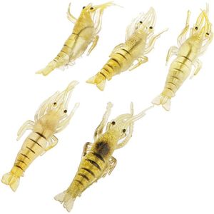 Pack of 5 Soft Plastic Shrimp Worm Fishing Lures Hook Artificial Baits Saltwater Fishing Tackle
