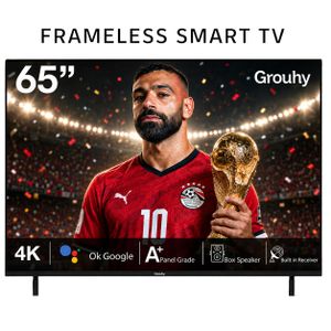 Grouhy 65-Inch 4K UHD Frameless Smart LED TV with Built-in Receiver – GLD65SD 