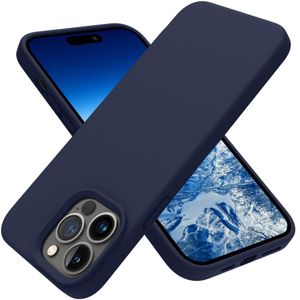 Liquid Silicone Protective Case with Soft Microfiber Lining for iPhone 13 Pro Max (6.7 Inch) - Midnight Blue