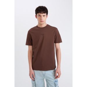 Defacto Man Crew Neck Regular Fit Short Sleeve T-Shirt - Brown