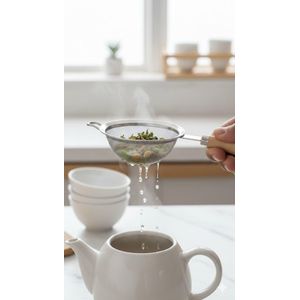 Stainless Steel Fine Mesh Strainer with Wooden Handle - 12 cm