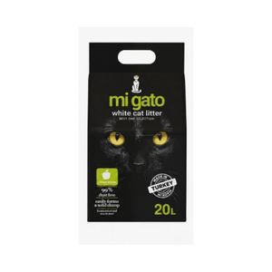 Mi Gato رمل قطط مي جاتو الأبيض المتكتل برائحة التفاح - 20 لتر