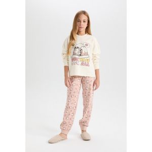 Defacto Girl Regular Fit Knitted Pyjamas - Sand