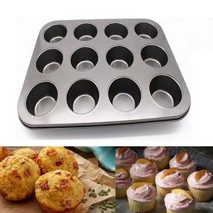 2Pcs Silicone Muffin Pan with 12 Holes Non-Stick Cake Baking Mold