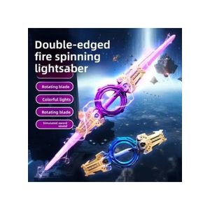 Dual-Blade Spinning Lightsaber Toy with Colorful Lights and Sound