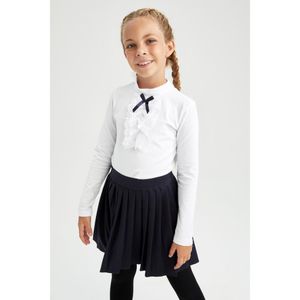 Defacto Girl Half Turtle Neck Regular Fit Long Sleeve T-Shirt - White