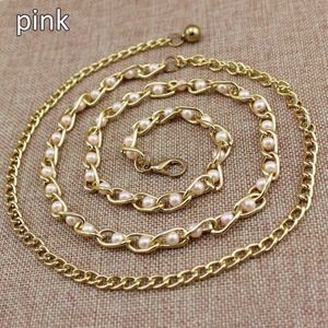 Fashion Elegant Ladies Pearl Waist Chain Metal Chain Belt Wild