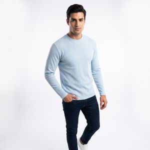 Pavone Long Sleeves Ribbed Lightweight Sweatshirt - Baby Blue