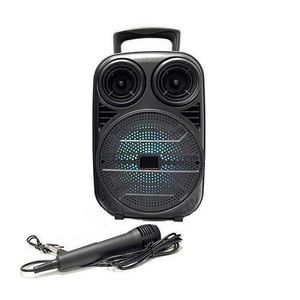 General QL-602 Portable 6.5-inch Speaker, Black, with Wired Microphone, LED Lighting