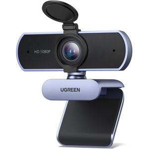 Ugreen كاميرا ويب  1080P مع ميكروفون USB HD، وكاميرا تيار 1080P/30 إطارًا في الثانية 720P/60 إطارًا في الثانية، مع تصحيح تلقائي للضوء، وميكروفونات مزدوجة لتقليل الضوضاء، والتوصيل والتشغيل